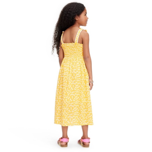 Kids' Smocked Tie Strap Ginkgo Yellow Midi
Dress 
Diane Von Furstenberg - Picture 4 of 5